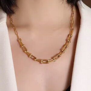 Hardware Graduated Link 18K Gold STAINLESS STEEL Waterproof Necklace